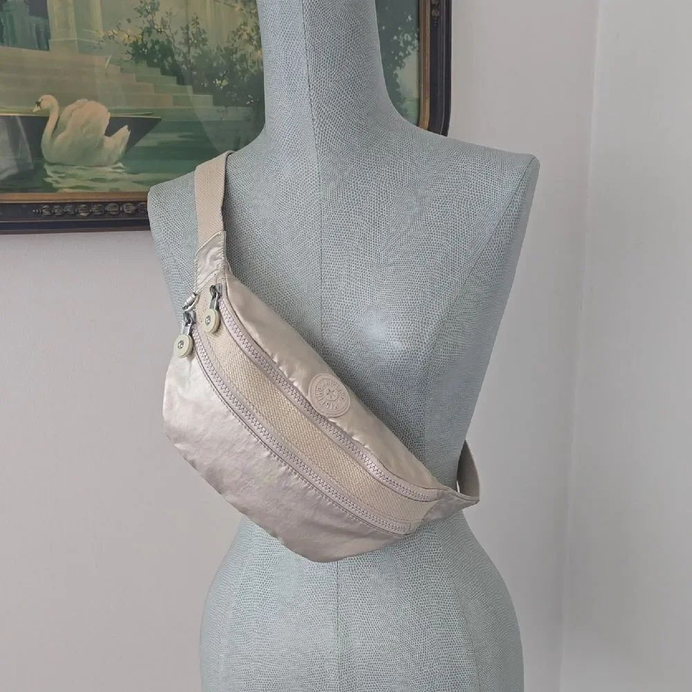 Kipling Metallic Beige Waist Bag — Light Taupe Crossbody